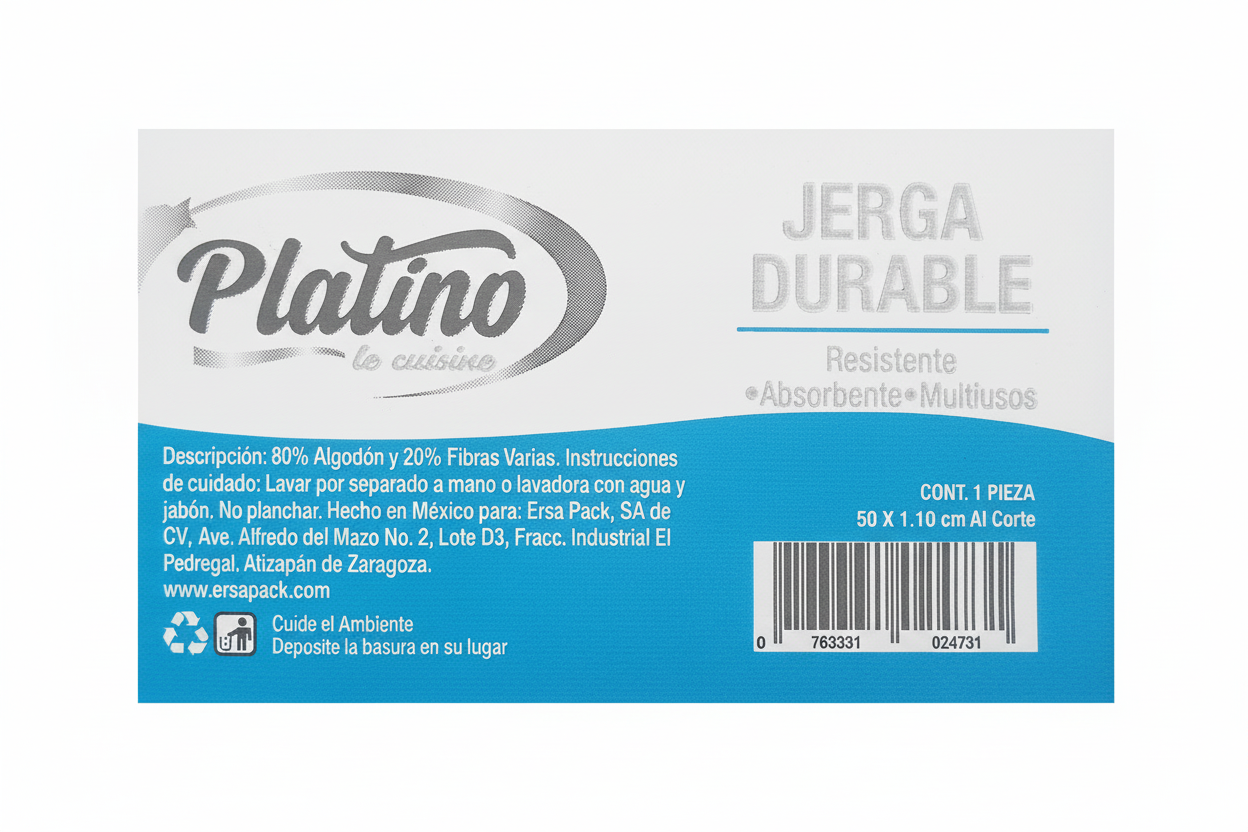 Etiqueta Jerga Durable Platino