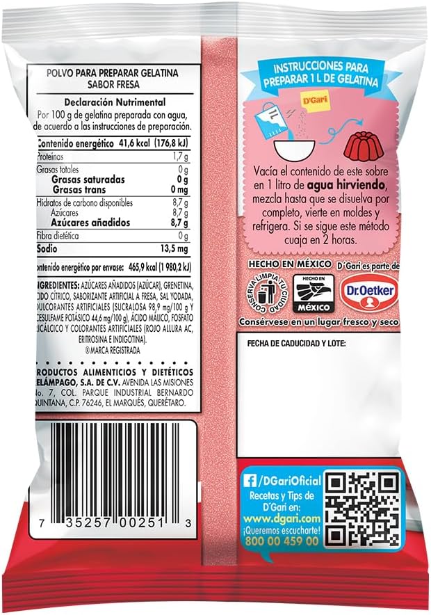 Gelatina D'Gari Sabor Fresa 120 g