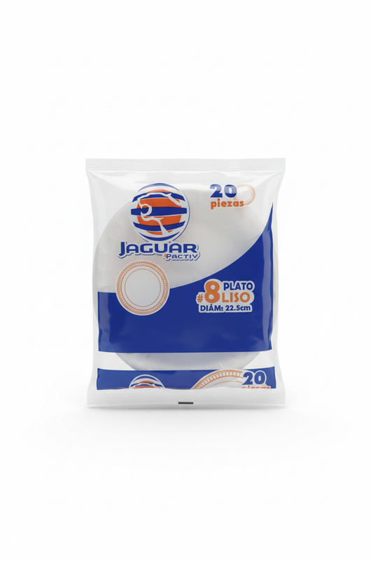 Jaguar Pactiv Platos Lisos #8 - 20 pzas