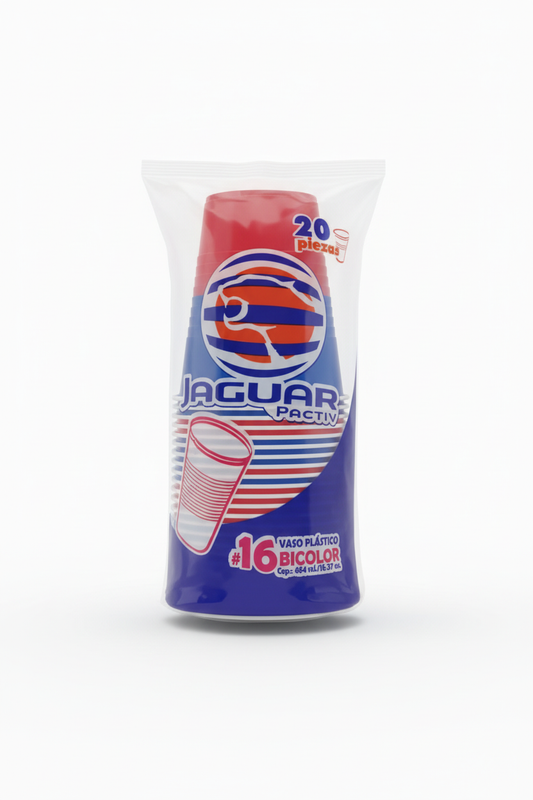 Jaguar Pactiv Vasos Bicolor #16 - 20 pzas