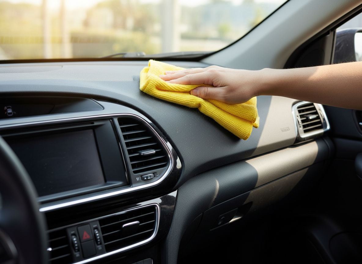 Paño microfibra Platino amarillo en auto