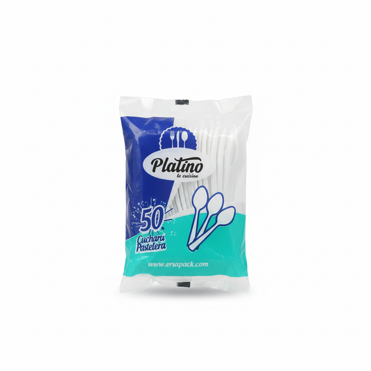 Platino Cucharas Pasteleras 50 Pzas - Más Pequeño