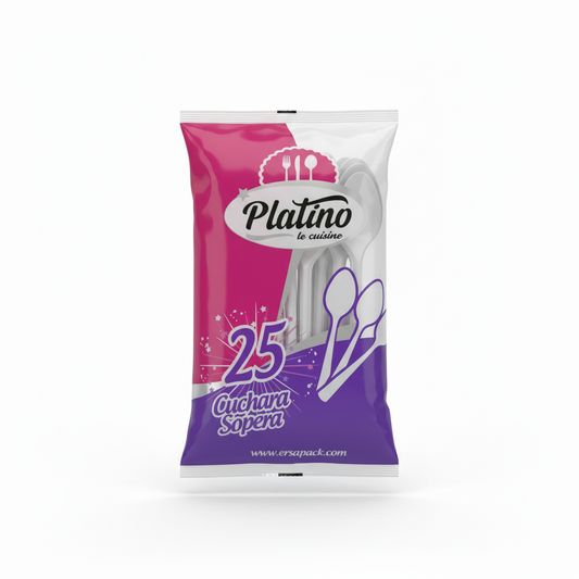 Platino Cucharas Soperas 25 Pzas - Formato Cuadrado