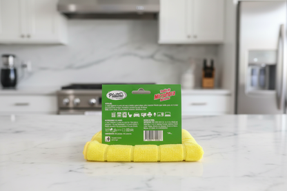 Toalla Platino amarilla en cocina - Etiqueta exacta