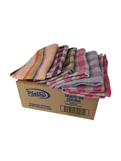 Tela para Cocina Multicolor 45x40 cm | Paquete de 15 Piezas (15 unidades)